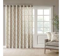 Madison Park Single Window Curtain Light Filtering Fretwork Print 1 Panel Grommet Top Drape/Valance for Living Room Bedroom and Dorm, Polyester Blend, Beige, 100 x 84 in