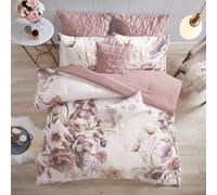 Madison Park Soft Comforter Set-Feminine Design Colorful Floral Print, Cotton Blend, Cassandra Blush, Queen