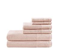 Madison Park Spa Waffle 100% Cotton Luxurious Towel Set, Premium Texture Waffle Weave, Highly Absorbent, Quick Dry, Hotel & Spa Quality Wash Clothes for Bathroom, Assorted Sizes, Pink 6 Piece