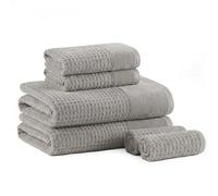 Madison Park Spa Waffle 100% Cotton Luxurious Towel Set, Premium Texture Waffle Weave, Highly Absorbent, Quick Dry, Hotel & Spa Quality Wash Clothes for Bathroom, Assorted Sizes, Grey 6 Piece