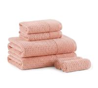 Madison Park Spa Waffle 100% Cotton Luxurious Towel Set, Premium Texture Waffle Weave, Highly Absorbent, Quick Dry, Hotel & Spa Quality Wash Clothes for Bathroom, Assorted Sizes, Pink 6 Piece