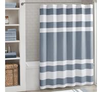 Madison Park Spa Waffle Fabric Shower Curtain Extra Long Spa Quality Modern Bathroom Shower Curtain 72 x 84 Inch, Indigo Blue