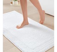 Madison Park Splendor Reversible 100% Cotton Tufted Bathroom Rug-3000 GSM Hotel Quality Luxurious Plush Medium Pile Bath Mat Absorbent, Quick Dry, Shower Room Décor, 24x44 White