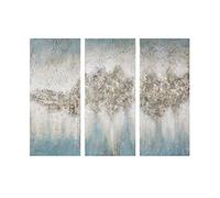 Madison Park Wall Art Living Room Décor - Embellished Hand Painted Canvas, Home Accent Glitter Abstract Bathroom Decoration Ready to Hang Painting for Bedroom, 15" W x 35" H x 1.5" D, Blue 3 Piece