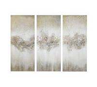 Madison Park Wall Art Living Room Décor - Embellished Hand Painted Canvas, Home Accent Glitter Abstract Bathroom Decoration Ready to Hang Painting for Bedroom, 15" W x 35" H x 1.5" D, Taupe 3 Piece