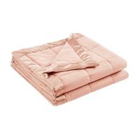 Madison Park Windom Down Alternative Blanket, Premium 3M Scotchgard Stain Release Treatment, All Season Lightweight and Soft Cover For Bed, Satin Trim, Blush Full/Queen