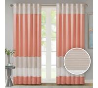 Madison Park Window Curtain Single Panel Faux Silk, Elegant Pleats, Rod Pocket Curtains for Living Room Privacy, Room Darkening Window Curtain for Bedroom and Dorm, Amherst, 50x84, Coral