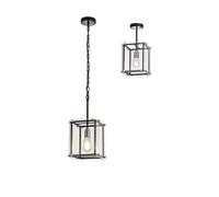 Madison Single Ceiling Pendant Light - Matt Black with Clear Glass