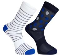 Madison Sportive Mid Sock Twin Pack Blue Spot/White Stripe