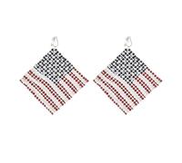 Madison Tyler Americana Collection 4th of July Dangle Drop Earrings for Women | Fashion Red Blue White Patriotic USA Cute Pave Rhinestone Star Post Earrings | American Independence Day Gifts, Zinc
