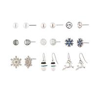 MADISON TYLER Christmas 9PCS Dangle Stud Earrings Set for Women | Cute Gold Snowflake Bow | Reindeer Candy Cane Poinsettia Xmas Tree Jewelry Set | Xmas Holiday Earrings Gifts for Girls, Zinc