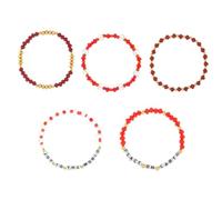 Madison Tyler Christmas Bracelet for Women | Xmas Stackable Small Beaded Bracelet Set | 5 Pcs Christmas Friendship Stretch Letter Holiday Bracelet Jewelry Gift, 7.5 Inch, Zinc, no gemstone