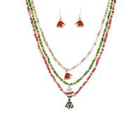 Madison Tyler Christmas Charm Jewelry Set for Women | Statement Christmas Snowball Snowman Snowflake | Bells Necklace | Dangle Silver Snowflake Earrings | Xmas Holiday Necklaces Gifts for Girls, Zinc