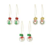 Madison Tyler Christmas Earring Set for Women | Cute Xmas Earrings for Women | 3 Pairs Santa Claus Bow Bear Snowman Reindeer Dangle Holiday Earrings Jewelry Hypoallergenic, Zinc, Rhinestone