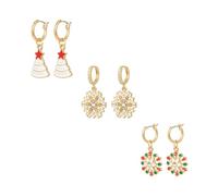 Madison Tyler Christmas Earring Set for Women | Cute Xmas Earrings for Women | 3 Pairs Santa Claus Reindeer Snowflakes Christmas Tree Bow Dangle Holiday Earrings Jewelry Hypoallergenic, Zinc