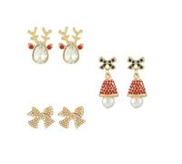 Madison Tyler Christmas Earring Set for Women | Cute Xmas Earrings for Women | 3 Pairs Santa Claus Reindeer Snowflakes Christmas Tree Bow Dangle Holiday Earrings Jewelry Hypoallergenic, Zinc