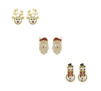 Madison Tyler Christmas Earring Set for Women | Cute Xmas Earrings for Women | 3 Pairs Santa Claus Reindeer Snowflakes Christmas Tree Bow Dangle Holiday Earrings Jewelry Hypoallergenic, Zinc