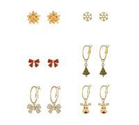 Madison Tyler Christmas Earring Set for Women | Cute Xmas Earrings for Women | Small Snowman Bear Santa Claus Snowflake Reindeer Stud Holiday Earrings Jewelry Hypoallergenic, Zinc, Rhinestone