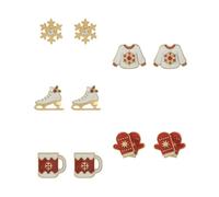 Madison Tyler Christmas Earring Set for Women | Cute Xmas Earrings for Women | Small Snowman Bear Santa Claus Snowflake Reindeer Stud Holiday Earrings Jewelry Hypoallergenic, Zinc, Rhinestone