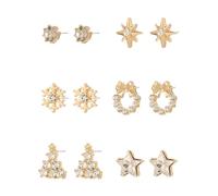 Madison Tyler Christmas Earring Set for Women | Cute Xmas Earrings for Women | Small Snowman Bear Santa Claus Snowflake Reindeer Stud Holiday Earrings Jewelry Hypoallergenic, Zinc, Rhinestone