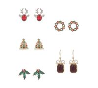 Madison Tyler Christmas Earring Set for Women | Cute Xmas Earrings for Women | Small Snowman Bear Santa Claus Snowflake Reindeer Stud Holiday Earrings Jewelry Hypoallergenic, Zinc, Rhinestone