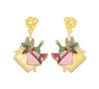 MADISON TYLER Cute Funny Dangle Earrings for Women | Carrot Watering Bottle Flower Hot Dog Ice Cream Pizza Basket Food Earrings Jewelry Gifts for Women, Metal, Rhinestone