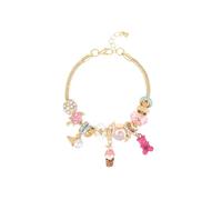 Madison Tyler Gold Plated Bracelet for Women | Martini Tomato Hamburger Cherry Ice Cream Lemon Beaded Charm Bracelet | Cute Adjustable Snake Chain Bracelet, 7.25 Inches, Rhinestone