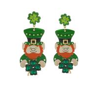Madison Tyler St.Patrick's Day Dangle Earrings for Women | Fun Green Clover Earrings | Rainbow Lucky Rhinestone Earrings | Leprechauns Earrings | St.Patrick's Day Party Jewelry Gifts, Zinc, Rhinestone