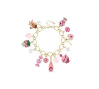 Madison Tyler Valentines Day Charms Gold Plated Rose Bracelet for Women | Pave Rhinestone Heart | Red Rose Imitation Pearl Charms Jewelry for Her | Couples Gifts Valentine's Day, 8.5 Inch, Crystal
