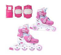 Madivo Cottoncandy Children's Girls' Set 2-in-1 Inline Skates / Triskates Adjustable | ABEC-5 Roller Skates with Protector | Inline Skates Convertible to Roller Skates | White/Pink | Sizes: 26-29,