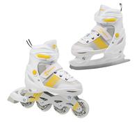 MADIVO Duo Set 2-in-1 Adjustable Inline Skates for Children and Teenagers Women's Men's Inline Skates Convertible to Ice Skates Sizes: 34-37, 38-41 (White, L (38-41))