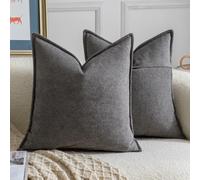 Madizz Decorative Chenille Black Grey Cushion Covers 45x45 cm Pack of 2 Throw Pillows for Couch Sofa Boho Accent Pillow Cases for Bed Cushion for Bedroom Living Room Modern Home Decor