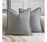 Madizz Decorative Chenille Black White Cushion Covers 45x45 cm Pack of 2 Throw Pillows for Couch Sofa Boho Accent Pillow Cases for Bed Cushion for Bedroom Living Room Modern Home Decor