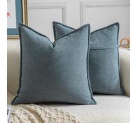 Madizz Decorative Chenille Blue Cushion Covers 65x65 cm Pack of 2 Throw Pillows for Couch Sofa Boho Accent Pillow Cases for Bed Cushion for Bedroom Living Room Modern Home Decor