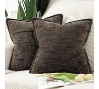 Madizz Decorative Chenille Cushion Covers 40x40 cm Dark Taupe Pack of 2 Throw Pillows for Couch Sofa Boho Accent Pillow Cases for Bed Cushion for Bedroom Living Room Modern Home Decor
