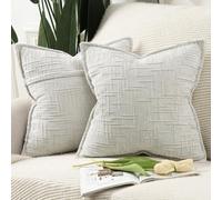 Madizz Decorative Chenille Cushion Covers 60x60 cm Light Grey Pack of 2 Throw Pillows for Couch Sofa Boho Accent Pillow Cases for Bed Cushion for Bedroom Living Room Modern Home Decor