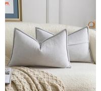 Madizz Decorative Chenille Light Grey Cushion Covers 40x80 cm Pack of 2 Throw Pillows for Couch Sofa Boho Accent Pillow Cases for Bed Cushion for Bedroom Living Room Modern Home Decor