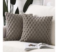Madizz Faux Wool Taupe Cushion Covers 26x26 inch, 65x65 cm, Set of 2 Super Soft Boho Throw Pillow Covers Decorative Textured Pillowcases for Sofa Bedroom
