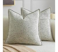 Madizz Pack of 2 Decorative Cushion Covers Boho Soft Textured Chenille Throw Pillows Solid Euro Sham Pillow Covers for Couch Sofa Bedroom Living Room 60x60 CM, Mixed Green