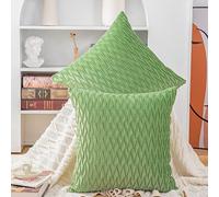 Madizz Pack of 2 Super Soft Velvet Decorative Cushion Covers with Texture Luxury Style Throw Pillow Cases European Pillow Shell for Sofa Bedroom Square Apple Green 24x24 inch