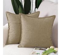 Madizz Set of 2 Polyester Linen Cushion Covers 22x22 inch, 55x55 cm, Taupe Soft Decorative Throw Pillow Cases for Sofa Bedroom Pillow Shell