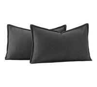 Madizz Textured Chenille Cushion Covers Set of 2 Super Soft Decorative Throw Pillow Covers Boho Pillowcases Modern Home Decor for Sofa Bedroom 12x20 inch, 30x50 cm, Dark Grey