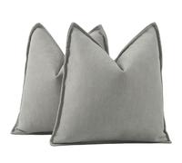 Madizz Textured Chenille Cushion Covers Set of 2 Super Soft Decorative Throw Pillow Covers Boho Pillowcases Modern Home Decor for Sofa Bedroom 16x16 inch, 40x40 cm, Grey