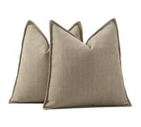 Madizz Textured Chenille Cushion Covers Set of 2 Super Soft Decorative Throw Pillow Covers Boho Pillowcases Modern Home Decor for Sofa Bedroom 16x16 inch, 40x40 cm, Light Taupe