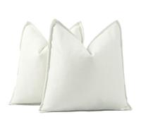 Madizz Textured Chenille Cushion Covers Set of 2 Super Soft Decorative Throw Pillow Covers Boho Pillowcases Modern Home Decor for Sofa Bedroom 22x22 inch, 55x55 cm, White