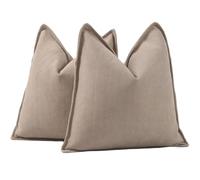 Madizz Textured Chenille Cushion Covers Set of 2 Super Soft Decorative Throw Pillow Covers Boho Pillowcases Modern Home Decor for Sofa Bedroom 26x26 inch, 65x65 cm, Camel