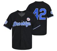 Madjus Men's Black Legend 42 Button Down Jersey 90s Hip Hop Baseball Jersey Stitched, Black, Medium