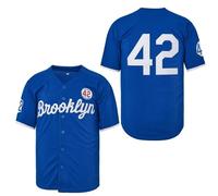 Madjus Men's Black Legend 42 Button Down Jersey 90s Hip Hop Baseball Jersey Stitched, Blue, XL