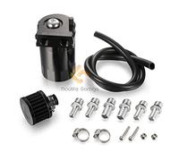 Madlife Garage 300ml Universal Aluminum Oil Catch Can with Breather Aluminum Compact Dual Cylinder Polish Baffled Engine Air Oil Separator Tank