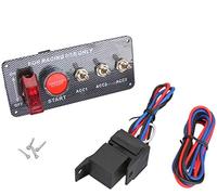Madlife Garage 5 Switch 12V Car/Boat Racing Ignition Engine Switching Panel Start Push Button Toggle With Aircraft Cover Carbon Fiber Face Plate